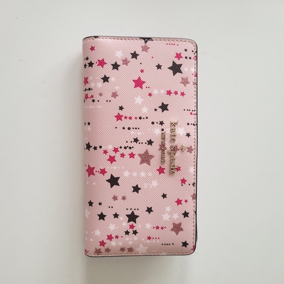 KATE SPADE Star Staci Large Slim Bifold Shimmery Pink Wallet - Picture 4 of 16